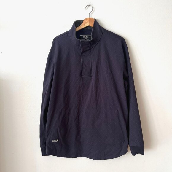 BYLT Premium Basics Fairway Quarter-Zip Pullover Windowpane Navy Blue Men SZ XL - Picture 1 of 11